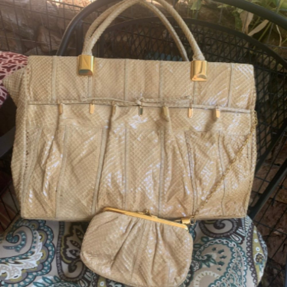Judith Leiber XL snakeskin Tote